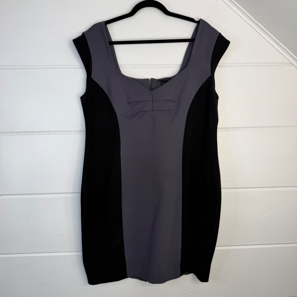 Torrid 20 Grey Black Colorblock Ponte Knit Bodycon Retro Y2K Dress NWT